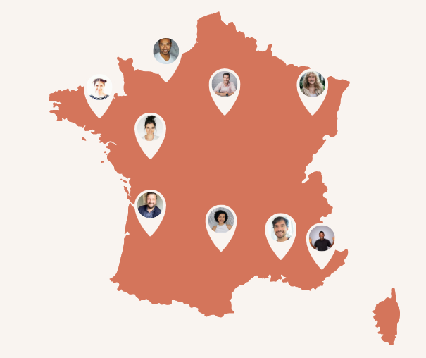 Carte de France avec les opportunités Hostcare